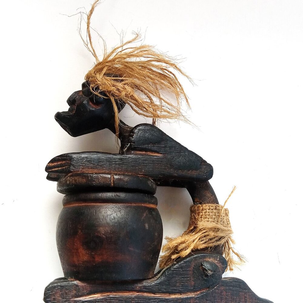 VTG Hand Carved Primitive Tribal Figurines Wood Folk Art